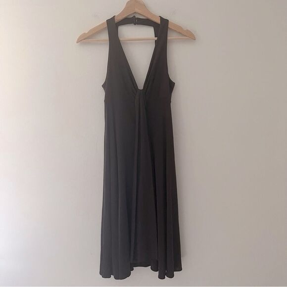 Banana Republic Y2K Halter Dress Chocolate Brown Silk Slinky Size Small - Picture 1 of 12